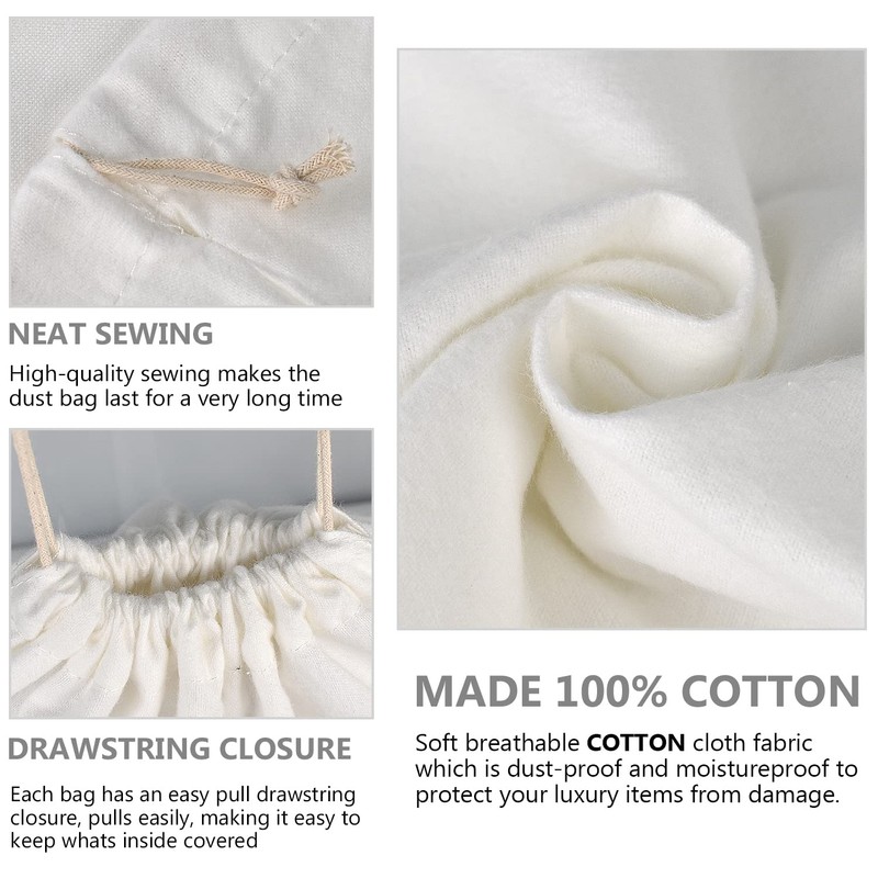 HAMBOLY 100% Cotton Bags 5 Pack Dust Cover Storage Pouch
