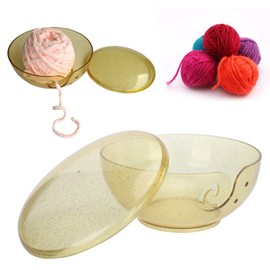 Yarn Balls for Crocheting, Yarn Balls for Crocheting Plastic Yarn Bowl for Diy Knitting Crochet Yarn Bowl Accessories (Transparent Gold Bowl)