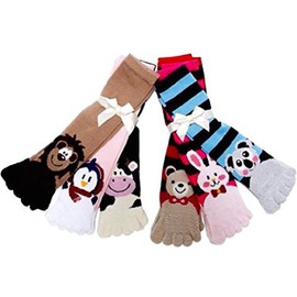 I&S Women's Five Toes Finger Toe Socks, size 9-11 6 Pack (6 Pairs Animal Toe Socks)