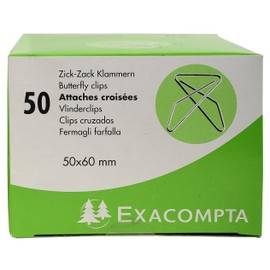 Exacompta - Ref 14766E - Large Cross Ties (Pack of 50) - 50 x 60mm Clips, Made from Metal - Suitable for Temporarily Binding Documents Without Damaging Them