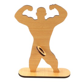 Sarini Wooden Muscle Man Figure Gift Birthday Creative Wooden Decoration for Fitness Enthusiast Fun Gift for Friends Family Unique Sports Gift for Special Occasions