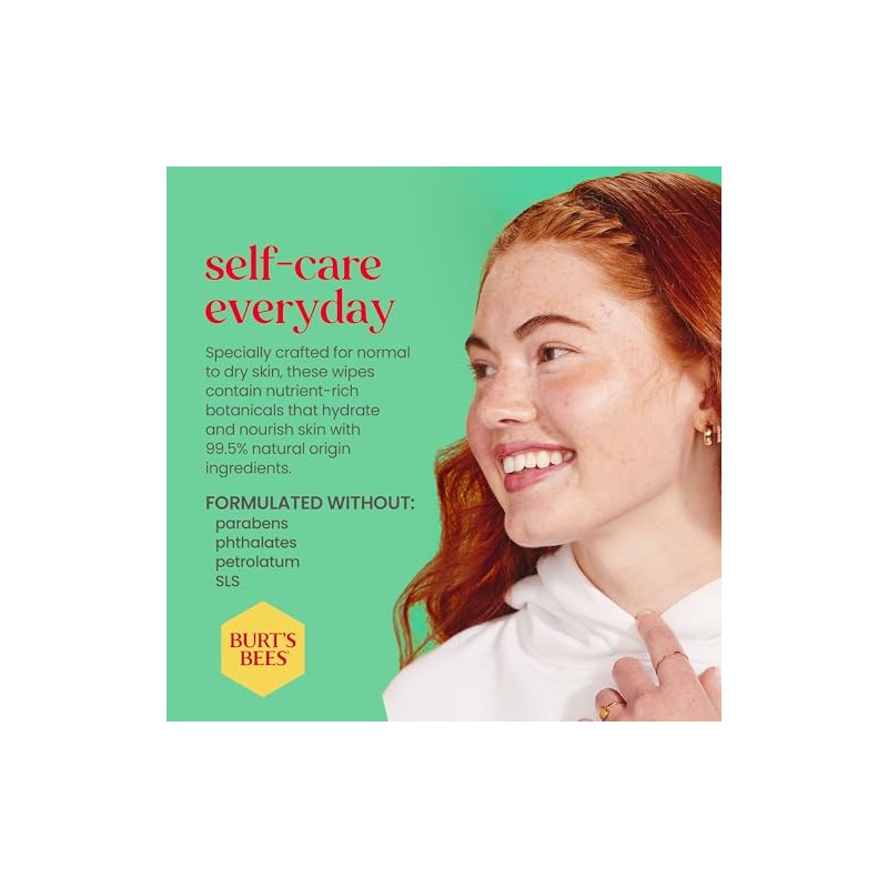 Burt's Bees Facial Cleansing Towelettes for Normal to Dry Skin,