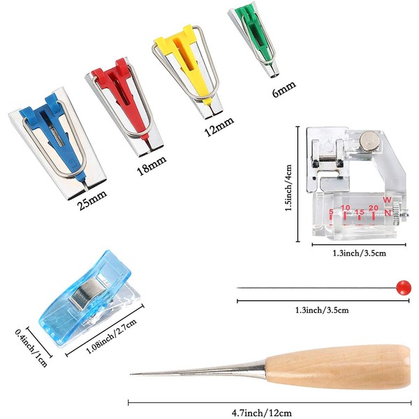 Namvo Bias Tape Maker Kits Tool Set, 4 Sizes Bias