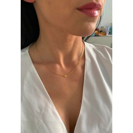 NataschaWoge® 18K Gold Necklace Minimalist Small Heart Chain Bracelet Thin Tiny Waterproof Jewellery Chain Gift Idea, Stainless Steel