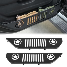FUNY Metal Front Pocket Storage with Cup Holder Compatible with 2018-2025 JL JLU & Gladiator JT, Door Organizer Panel, Matte Black Finish, 2pc
