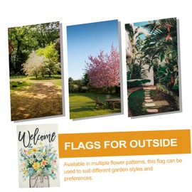 Kisangel Garden Welcome Flag Double Sided Floral Design for Spring Durable Linen Garden Decoration Stylish Outdoor Banner for Patio