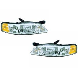 HEADLIGHTSDEPOT Halogen Headlights Compatible With Nissan Altima 2000-2001 Includes Left Driver and Right Passenger Side Headlamps With Bulbs