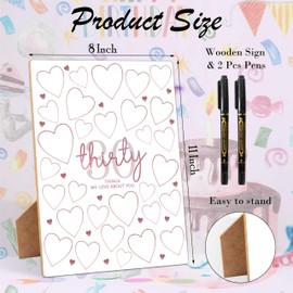30 Things We Love About You Pink Guest Book Alternative, 30th Birthday Party Signing Wooden Board 8x11 Inch with Pen, Birthday Favor Supplies Decorations Gift, 30 Years Old Gifts for Him & Her-22