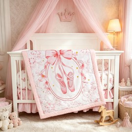 HNHUAMING 4-Piece Crib Bedding Set for Girls Boys, Baby Crib Bedding Set for Newborn & Infant, Neutral Nursery Bed Set Includes Comforter, Fitted Sheet, Crib Skirt, and Diaper Stacker