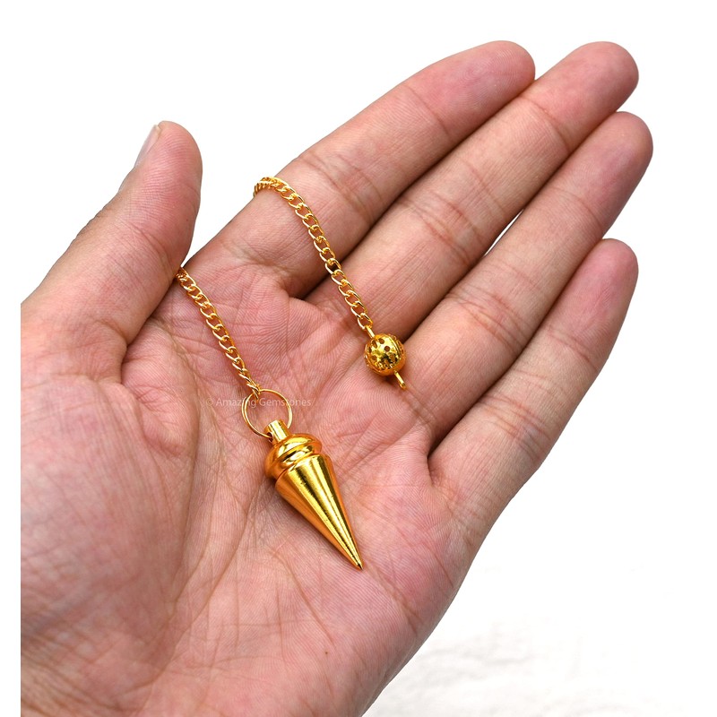 Péndulos de metal curativo para adivinación, anillo de cabeza dorado,