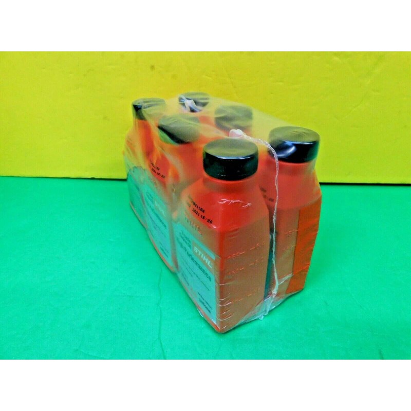STIHL 6 BOTTLES HIGH PERFORMANCE 2-CYCLE ENGINE OIL 6.4oz 2.5gal.
