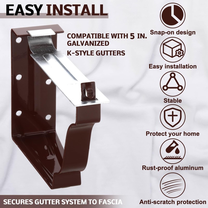 Moxweyeni 10 Pack Gutter Brackets 5 Inch Gutter Hangers Heavy