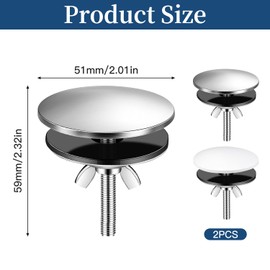 2Pcs Kitchen Sink Hole Cover, Kitchen Sink Hole Plug, 2 inch Stainless Steel Sink Tap Hole Plug, Kitchen Sink Installation Accessories for Leakage Prevention, White and Brushed Nickel