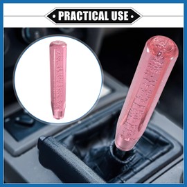 A ABSOPRO Gear Shift Knob Stick, 25cm Faux Crystal Transparent Bubble Gear Shifter Universal for Manual Transmission Vehicle Durable Acrylic Pink with Adapter Item Replacement