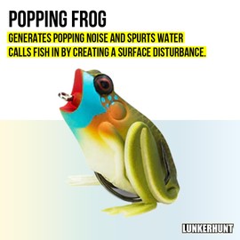 Lunkerhunt Popping Frog Fishing Lure, Blue Gill, 1/2 oz