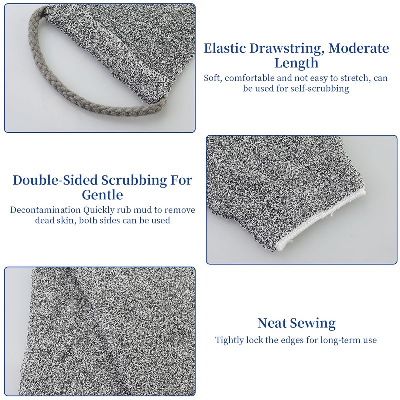 3 PCS Natural Bamboo Fibre,Dual-Sided Loofah Back Scrubber for Shower