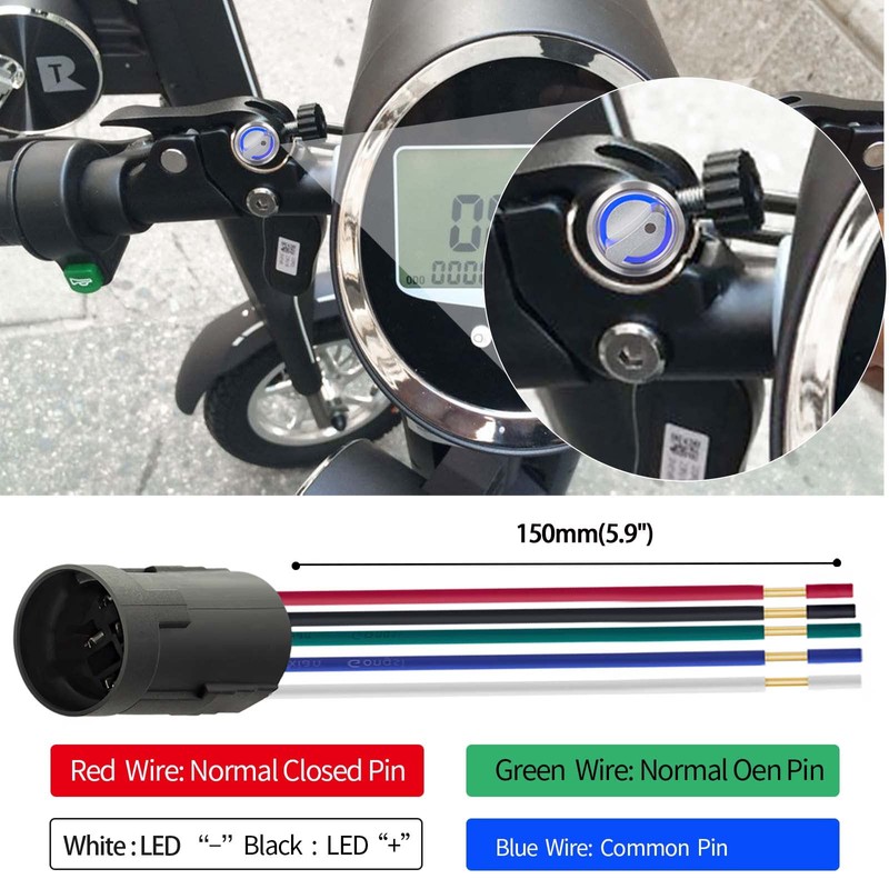 Rotary Switch 19mm 2 Positions with Red Led Light Latching