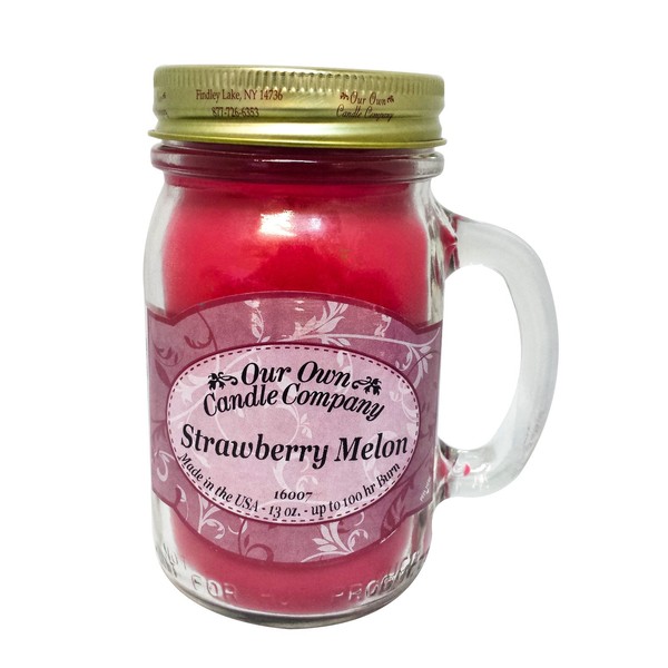 Our Own Candle Company Strawberry Melon Scented 13 Ounce Mason Jar Candle