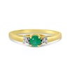 10k Yellow Gold Round Emerald And Diamond Ring (Size 6)