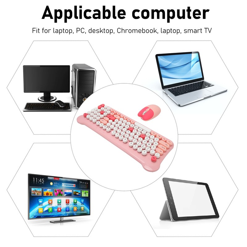Wireless Keyboard and Mouse 2.4Ghz Connection Cute Keyboard Mouse Set