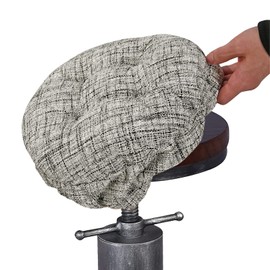 SINOSSO Modern Bar Stool Cushion Dia.12, Fashion Interweaving Design Anti-Skid Silicone Round Stool Seat Cushion Cover Padded (White, S,1)