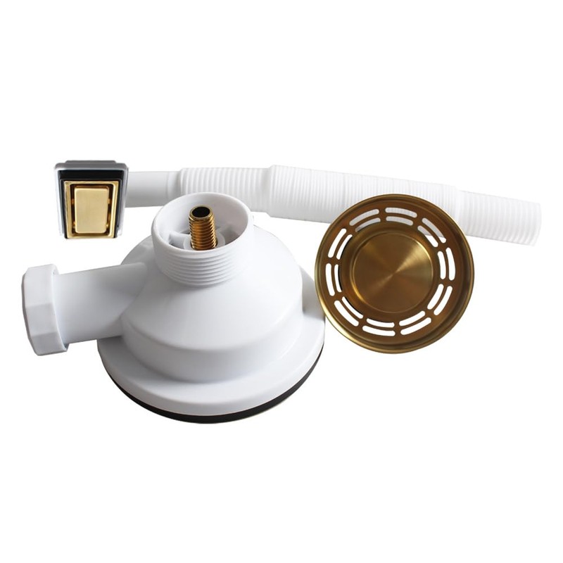 TALEA Kitchen Sink Drain Set Gold Filter with Overflow Rectangular