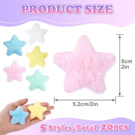 Joez Wonderful 20 Pcs Fluffy Star Hair Clips, Fuzzy Hair Clips, Non-Slip Star Barrettes, Kawaii Hair Clip, Stars Hair Accessories for Women (5 Colors)