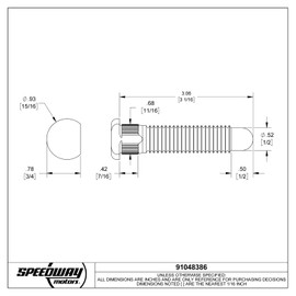 Wheel Stud for Grand National Hub, 5/8 Coarse Thread