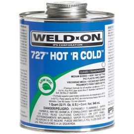 Weld-On 10841 727 Hot 'R Cold PVC Medium-Bodied High-Strength Solvent Cement - Very Fast-Setting and Low-VOC, Clear, 1 Quart (32 fl oz)