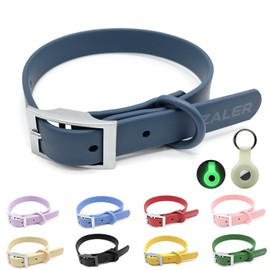 ZALER Waterproof Dog Collar, Adjustable Odor Proof Dog Collars Easy to Clean, Soft Comfortable Pet Collars for Large, Medium Small Dogs (Navy Blue, S(Length:8.6''-12.6''; Width:0.75''))