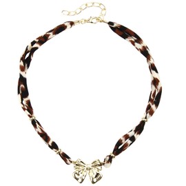 Boho Scarf Necklace with Charm for Women, Bow pendant，Leopard Bandana Necklace, This is A Special and Fashionable Gift for Yourself and Your Friends