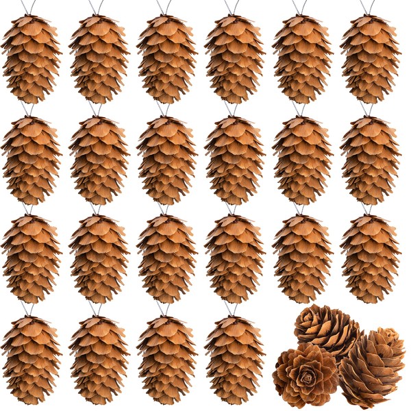 Deloky 60 Pcs Christmas Natural Mini Hanging Pine Cones with
