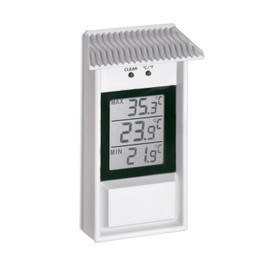 Thermometer with minimum and maximum indicator, for indoor and outdoor use, white, 132 x 80 mm, water resistant