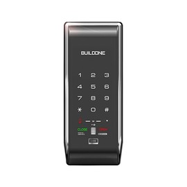 BUILDONE BO-DST100SK Digital Rim Lock - Emergency Key, Double Locking, Silent Function, One-Time PIN, Fire Detection, Low Battery Alarm, Emergency Power Supply, Die-Casting Metal Body