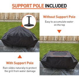 Arcedo 36 Inch Griddle Cover Compatible for Blackstone, Camp Chef 600, Nexgrill, Royal Gourmet, Heavy Duty Waterproof 4 Burner Flat Top Grill Cover, Includes Support Pole