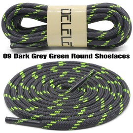DELELE Round Work Boot Laces: 51 inch Dark Grey Green Heavy Duty Hiking Shoe Laces for Boots 2 Pair