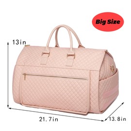 RUIMA Garment Bags for Travel Pink checkered pattern suit travel bag with wheels PU leather Luggage- Rolling Garment Bag(pink)