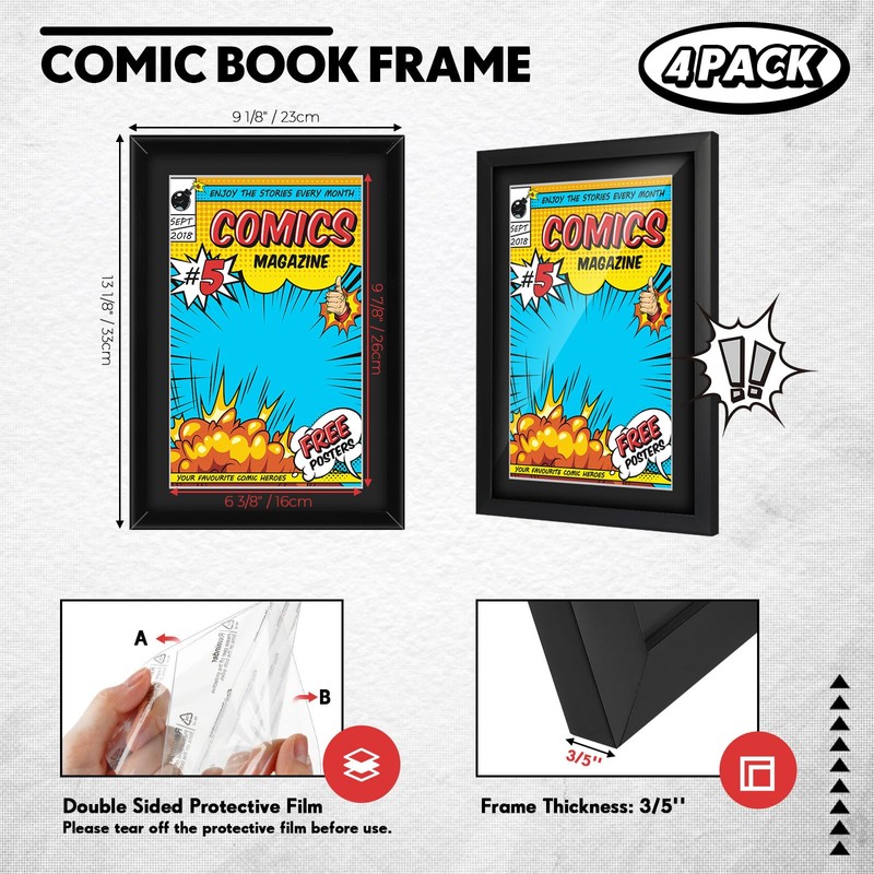 Geetery 4 Pack Comic Book Frame, UV Protection, Comic Picture