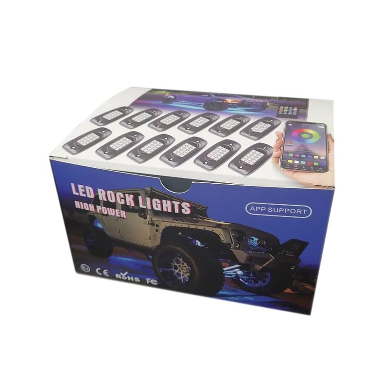 RGB LED Rock Lights Underbody Wireless APP Music Chasing Offroad