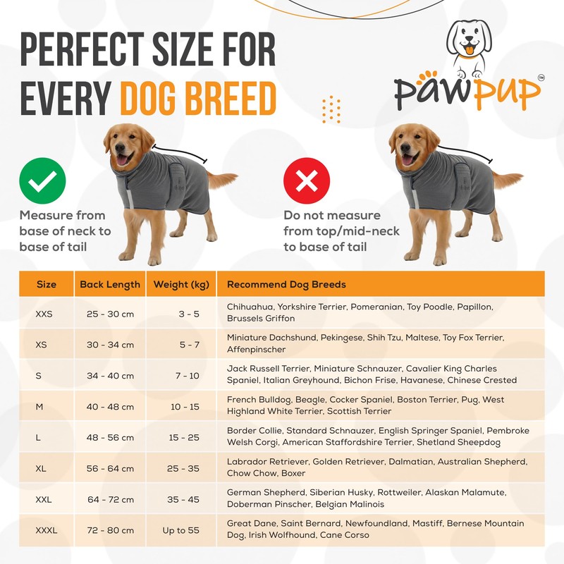 PAWPUP® Dog Drying Coat - Double Layer Ultra Absorbent Microfibre