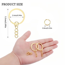 100Pcs Keychain Key Ring with Chain Bulk Split Key Chain,1.1 Inch Key Chains Parts with Open Jump Ring Connector for Jewelry Making Crafts (Gold)