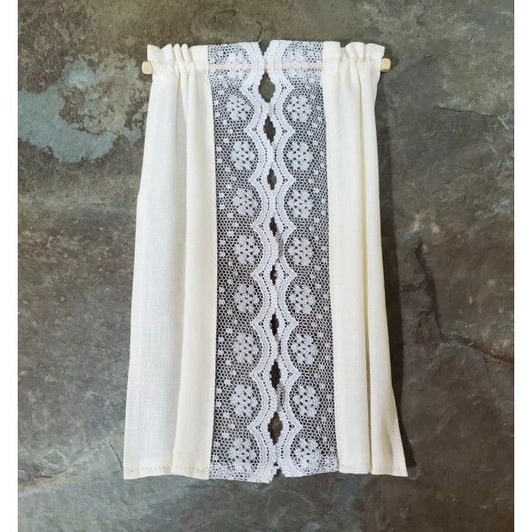 Barbara O'Brien Dollhouse Curtains Fabric & Lace Cream & White