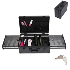 Professional Barber Case Multi-Function Barber Supplies Case Organizer with Lock & Handle Large Makeup Suitcase with Multiple Adjustable Storage Slots for Hairdressing Salon Spa