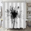 TIYAANDSY Black Flower Shower Curtain for Bathroom, Black and White