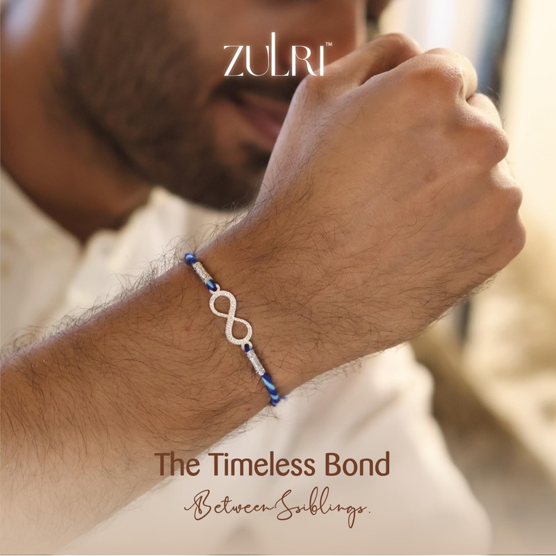 ZULRI 92.5 - Hilo azul infinito de plata pura para