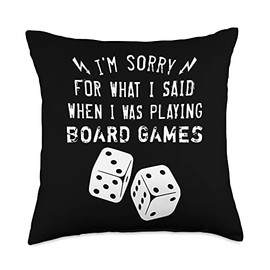 Board Games Fan Lover Shirts Board Games Sorry for What I Said Funny T-Shirt Throw Pillow, 18x18, Multicolor