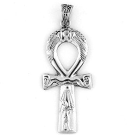 KemetArt Egyptian Jewelry Silver Akhenaten Ankh Pendant