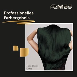 Femmas Hair Colour Set Green I Hair Colour Cream 100 ml + Oxycream 100 ml 1.9% I Permanent Hair Colouration + Developer I Gentle & Long Lasting I Salon Hair Colour for Home