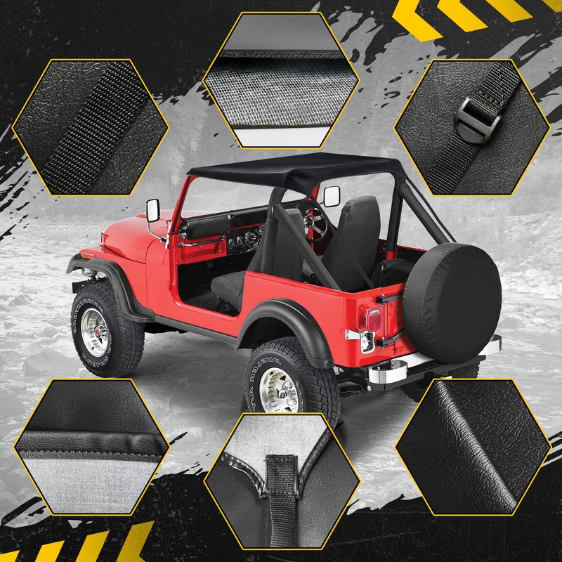 Bimini Soft Top Compatible with 1976-1986 CJ7, 1981-1985 Scrambler CJ8,