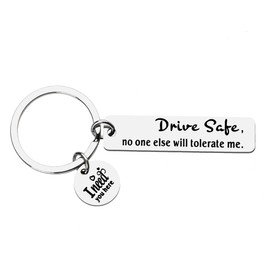 Drive Safe I Need You Here with Me Keychain for Boyfriend Girlfriend Valentines Day Gifts for Wife Husband Funny Birthday Gift for Couples Anniversary Key Chain Be Safe No One Else Will Tolerate Me